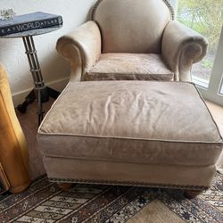 Genuine, Leather Chair And Ottoman Full Grain