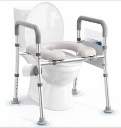 Soundfuse - Heavy Duty Raised Toilet Seat with Handles for Senior, 400 lbs