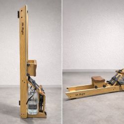 Mr. Right Oak Water Rowing Machine (Water Rower) Stores Upright