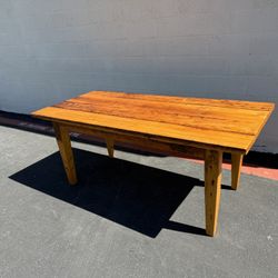 Vintage Solid Pine Dining Table – Rustic Farmhouse Wood Table 72”