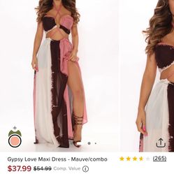 Fashion Nova Dress Mauve And brown 