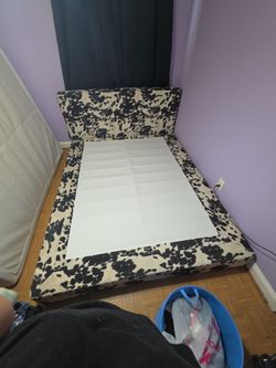 Vegan cowhide queen bedframe with mattress box