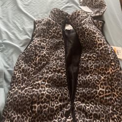 Rafella Animal Print Petite Small Puffer Vest