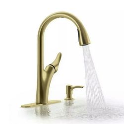 Kohler Brushed Gold Transitional Pull Down Kitchen Faucet