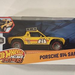 (TREASURE HUNT) HOT WHEELS PULL BACK SPEEDERS. 1:43 SCALE METAL DIECAST.  MODIFIED. 1969 PORSCHE 914 SAFARI. 