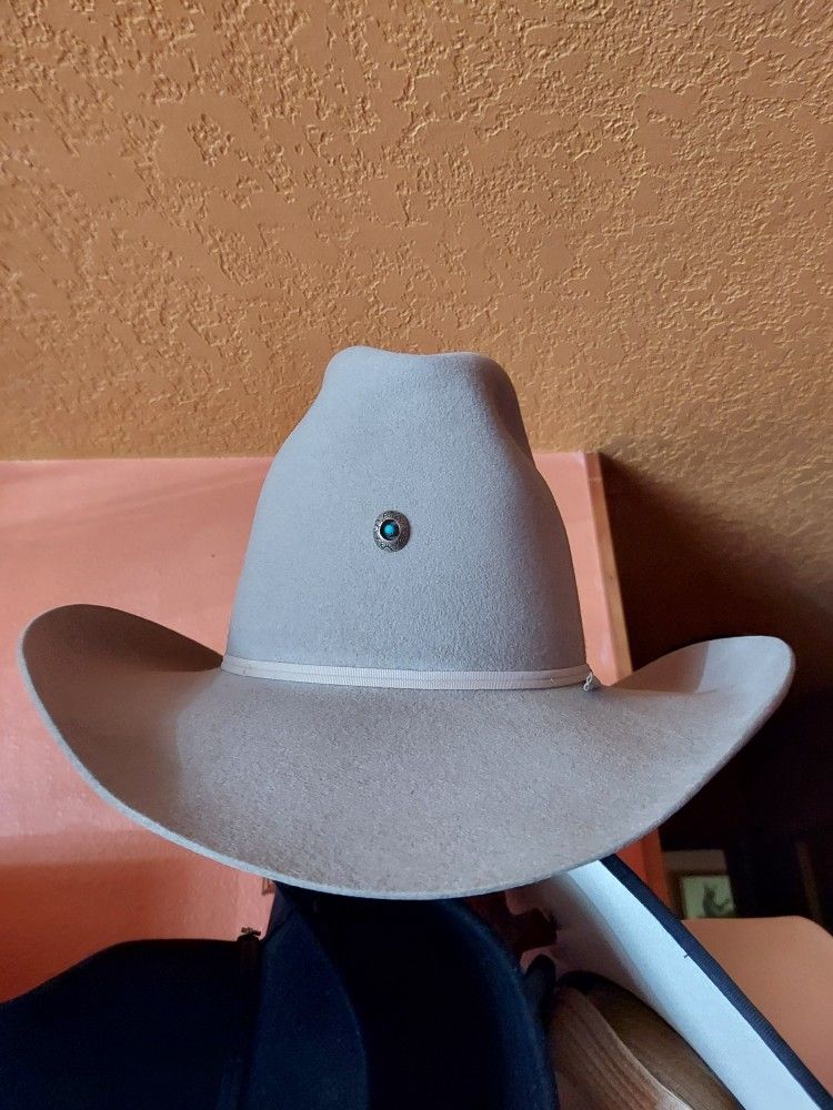 For Sale Silver Belly, American hat With Real silver and turquoise pin. Size 7 $125