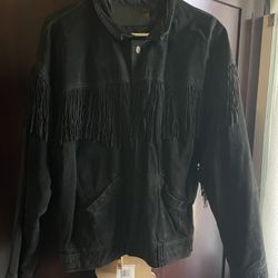 Leather fringe jacket 