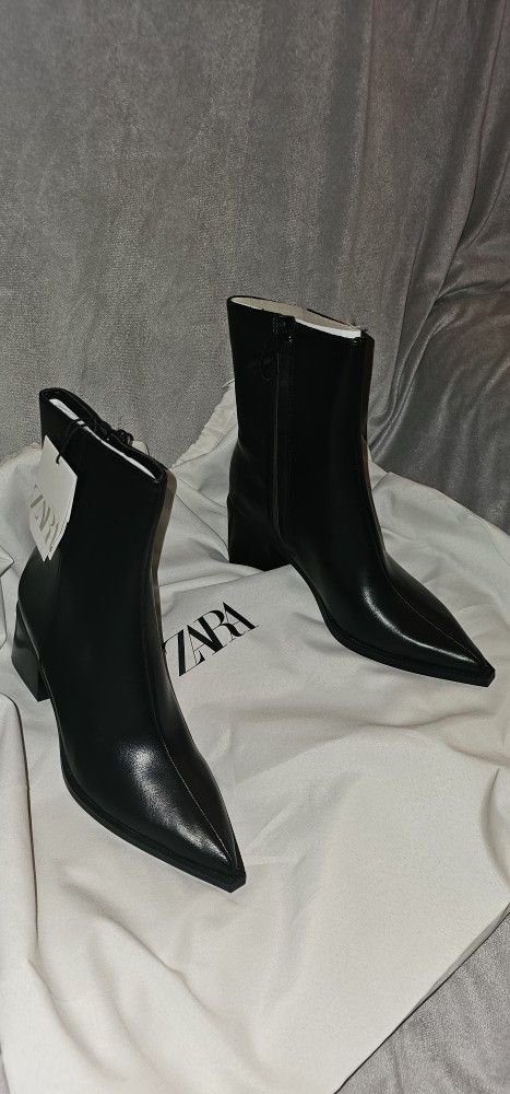 Black Leather Ankle Bootie