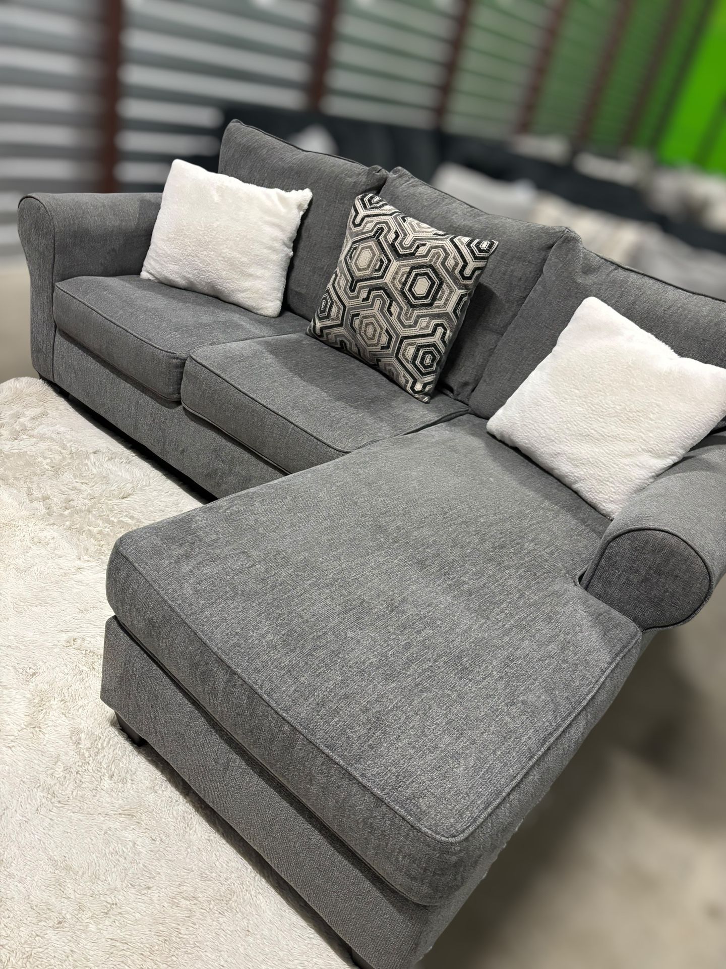 Small Grey Sectional Sofa Couch (DELIVERY AVAILABLE)