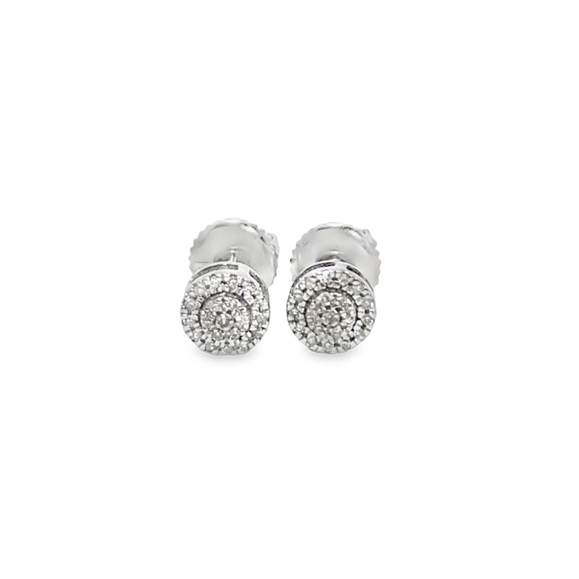 10k White Gold Diamond Earrings with Round Brilliant Cut Diamonds 0.10 ctw