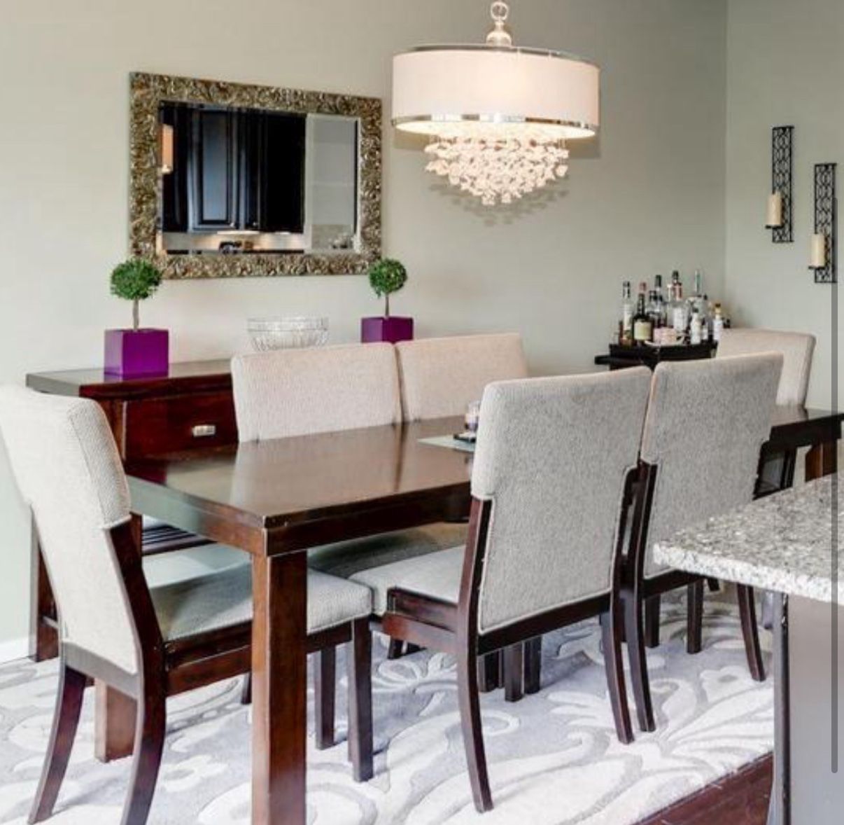 Full Modern Dining Room Table Set (6 Chairs, Table, Buffet)