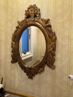Oval Antique Wood Mirror