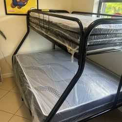 Twin over full bunk beds frame and free delivery in box with the mattress and
