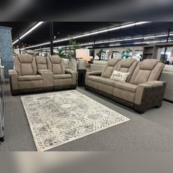 2PC power Recliner sofa and Loveseat Brown Leather