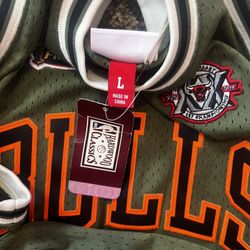 Exclusive Chicago Bulls Army Green Dennis Rodman Men’s Large Jersey