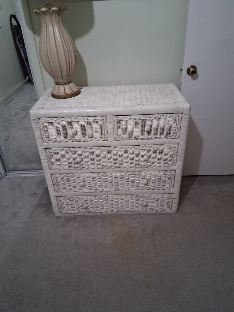 White Wicker Dresser