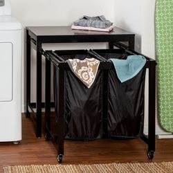 Black Laundry Sorter with Folding Table NOT ASSEMBLED