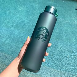 Starbucks Dark Forest Green Lightweight Plastic Water Bottle (24 oz)