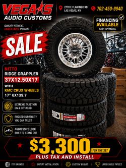 BRAND NEW 17" KMC WHEELS WITH 37" NITTO TIRES