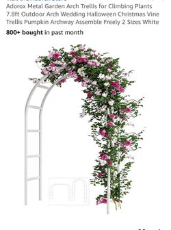 Adorox Metal Garden Arch Trellis for Climbing Plants 7.8ft Outdoor Arch