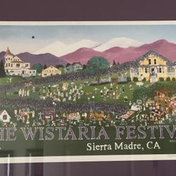 Wistaria Festival Sierra Madre Watercolor Painting Framed Artwork By Sonny