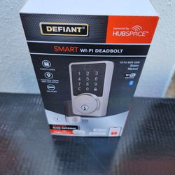 Defiant Square Satin Nickel Smart Wi-Fi Deadbolt Powered By Hubspace