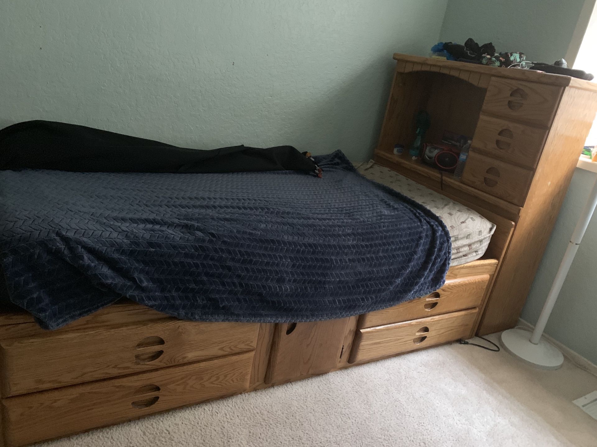 Wooden twin bed. In great condition.
