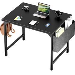 Small Computer Office Desk 32 Inch Kids Student Study Writing Work with Storage Bag & Headphone Hooks Modern Simple Home Bedroom PC Table