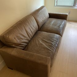Brown leather couch