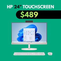 HP 24" Touchscreen AIO Desktop – Ryzen 3, 8GB RAM, 1TB SSD – Win 11 Pro (2 Available)