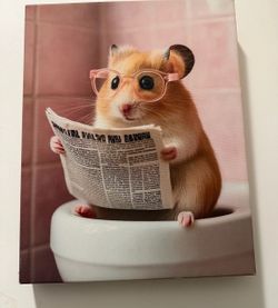 Funny Hamster Reading Newspaper Canvas Print