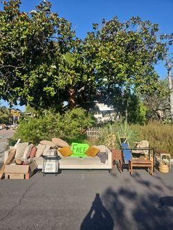 FREE!  Couches, chair, tables, plants pictures, grill, lamps, mirror, more