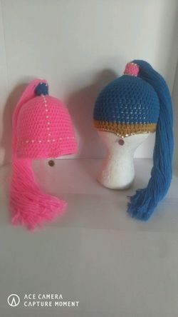Crochet shimmer and shine hats