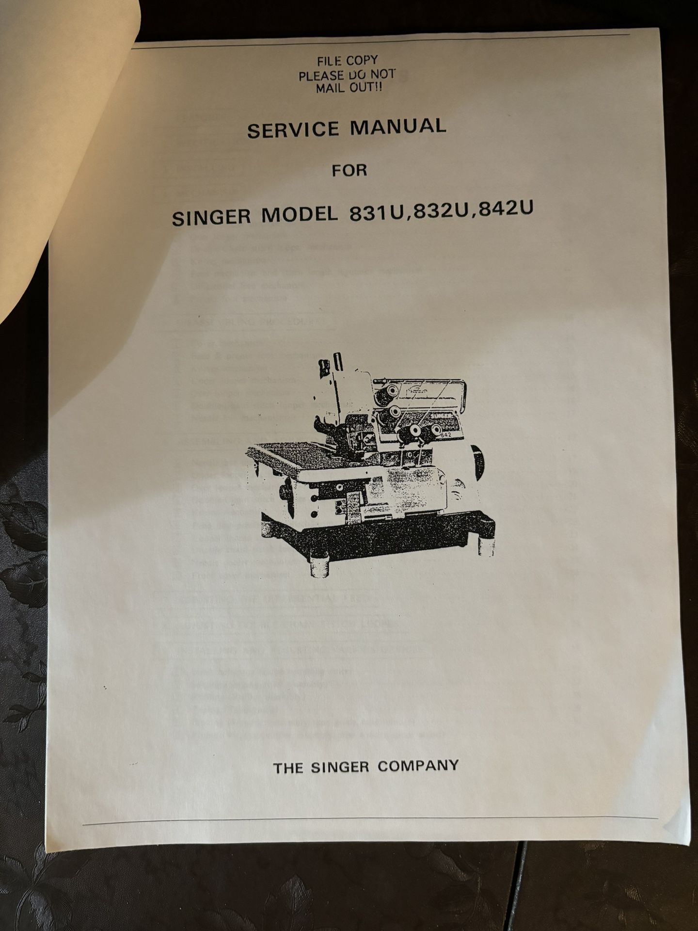 Singer Service Manual 831U, 832U & 842u