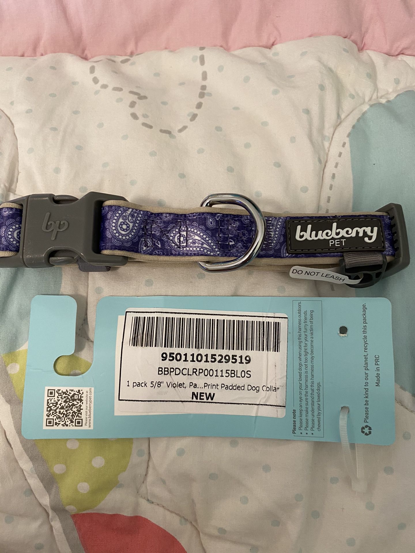 Blueberry paisley dog collar size S
