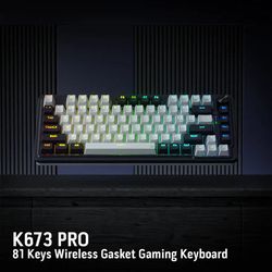 Redragon K673 PRO 75% Wireless Gasket RGB Gaming Keyboard, 3-Modes 81 Keys Compact
