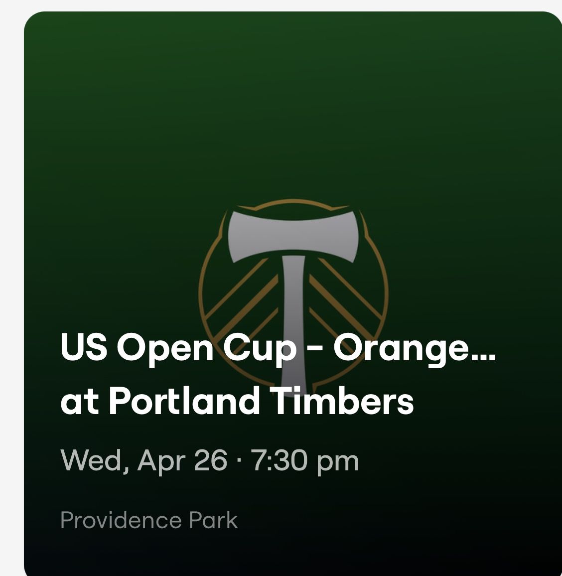 Timbers Open Cup 2 Tickets Wednesday 4/26