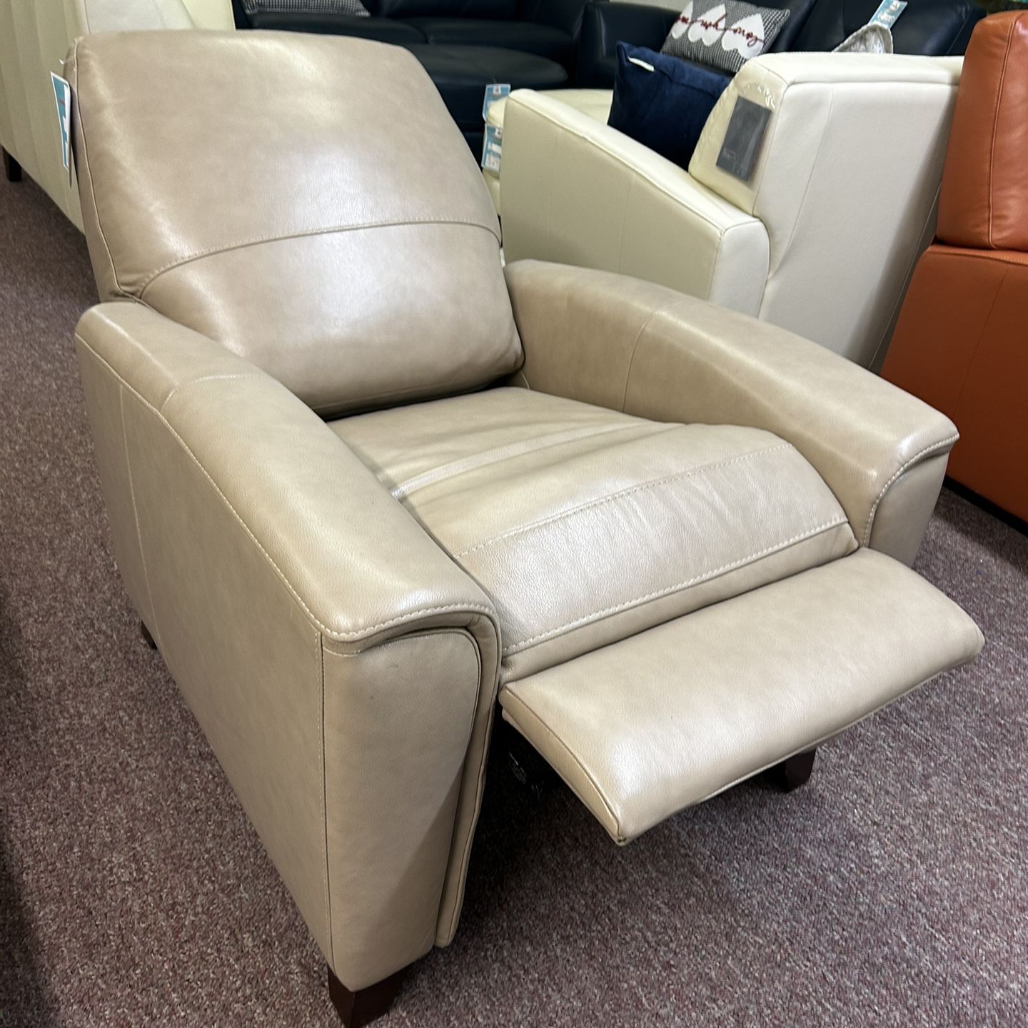 100% Real leather Pushback Recliner- Breyna