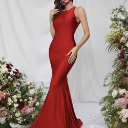 Perfect Holiday Dress - Red Satin Formal Dress
