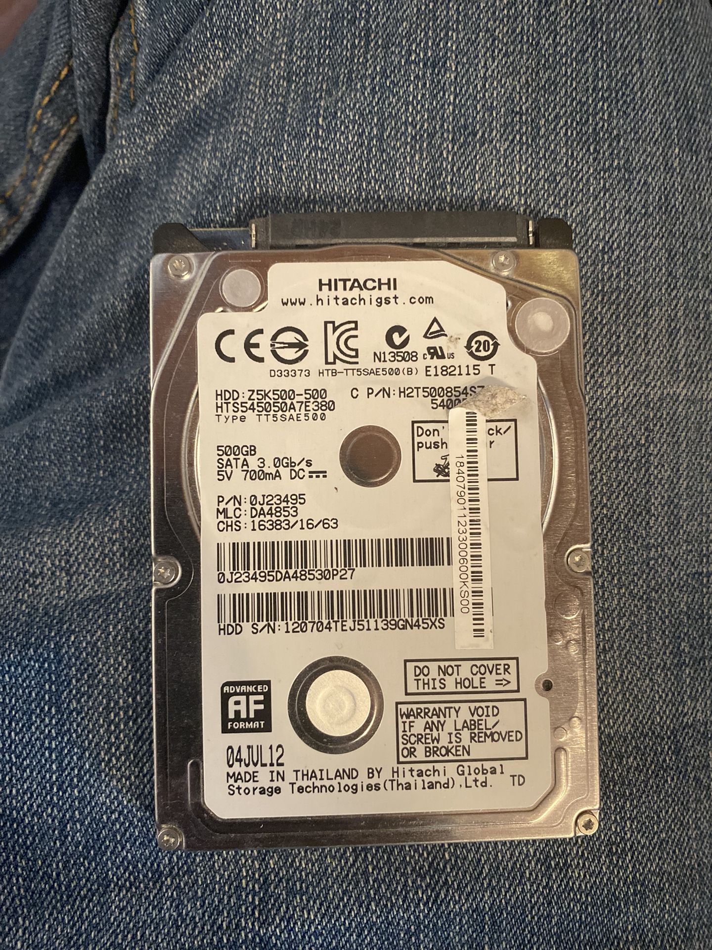 500gb SATA Laptop Hard Drive