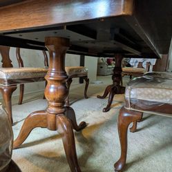 Dining Table Set And 6 Chairs. Custom Made Pad , Plastic Cover Chairs 