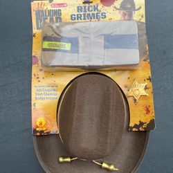 New The Walking Dead Rick Grimes Halloween Costume Shirt Hat Sheriff Badge