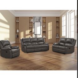 New 3 Piece Recliner Couch, Loveseat And Chair! Includes Free Delivery 🚚! Free Assembly!