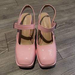 UniLady Pink Chunky Platform High Heel Pump