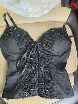 Black Lace Corset Bustierr Top Large