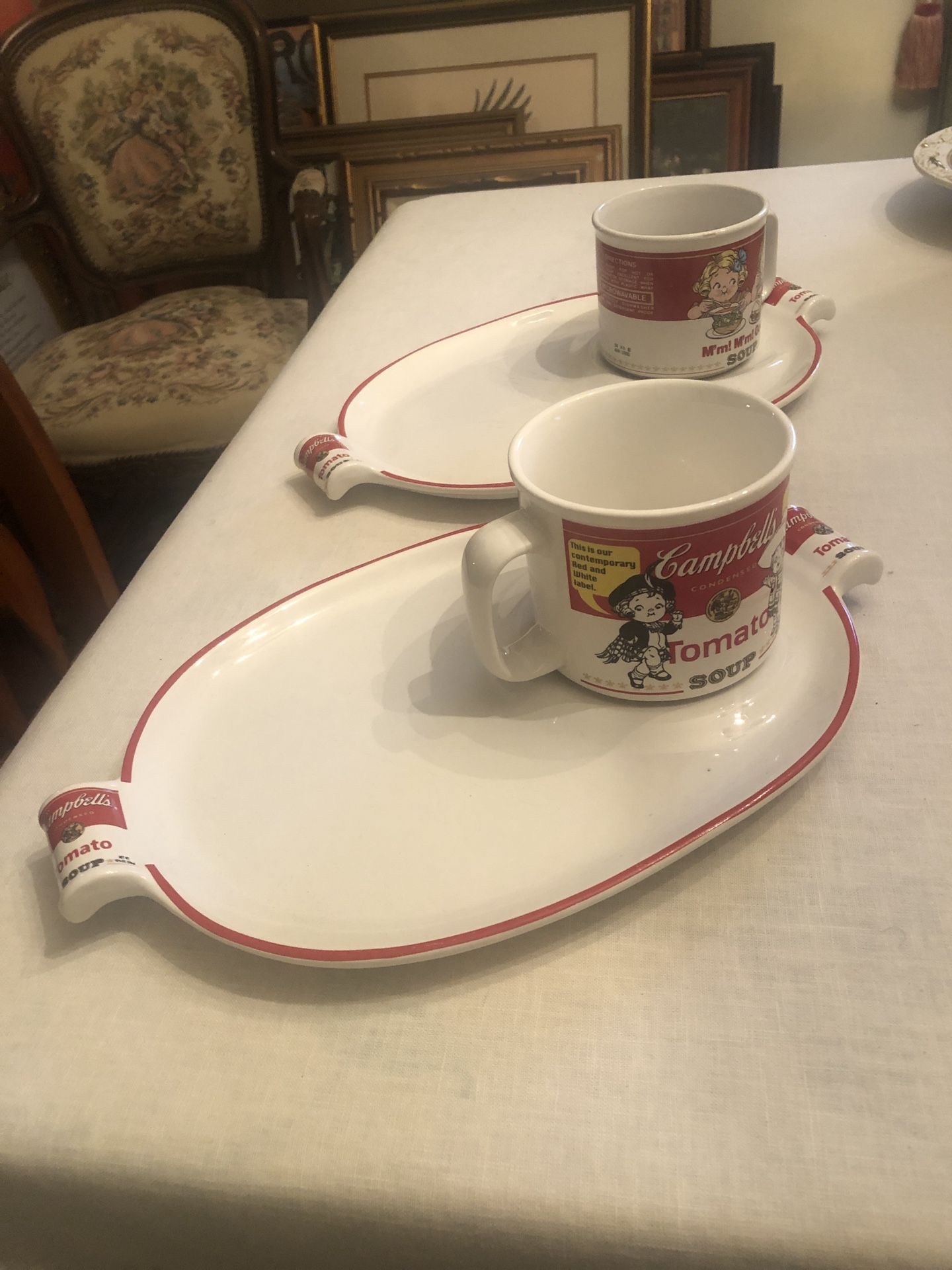 Pair (4 Pieces) of Vintage Westwood Campbell’s Tomato Soup Cups/Mugs and Plates (1994,1997&1999)