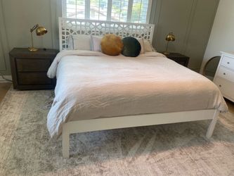 West Elm bed frame with headboard
