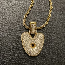 Real Silver S925 Pendent Upside Down Letter A Gold Plated!