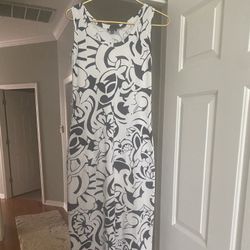 Talbots MIDI Dress;cotton;white:blue;$25.Sz Sm P