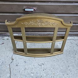 Vintage English ornate gold 2 - tier hanging wall shelve ! Circa 1950's! Good Condition!